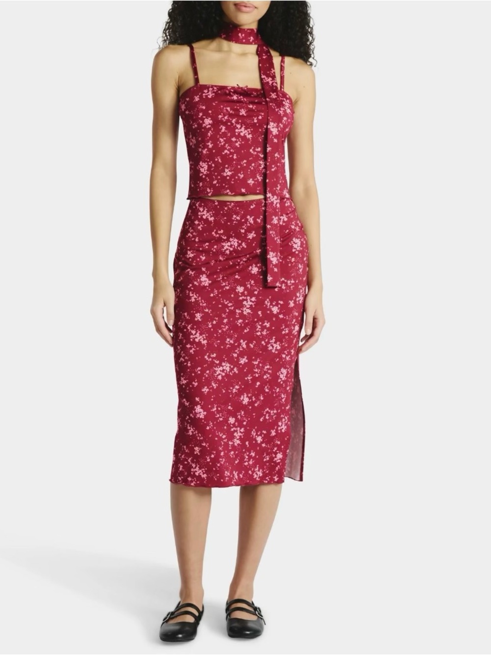 Floral Cami and Midi Skirt Set, 2-Piece